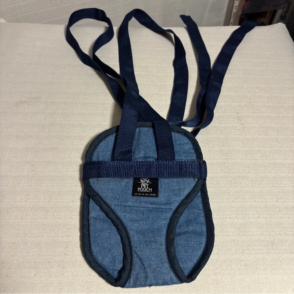 Pet Pouch for small dog blue made in USA steam cleaned